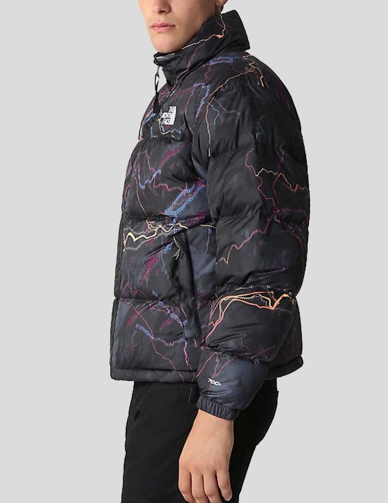 Caçadora THE NORTH FACE 1996 retro nuptse jacket tnf black trail glow print